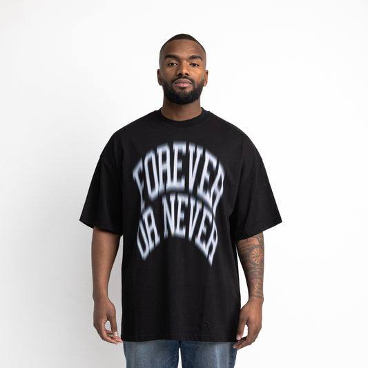 Blurry Forever or Never tee Black - White