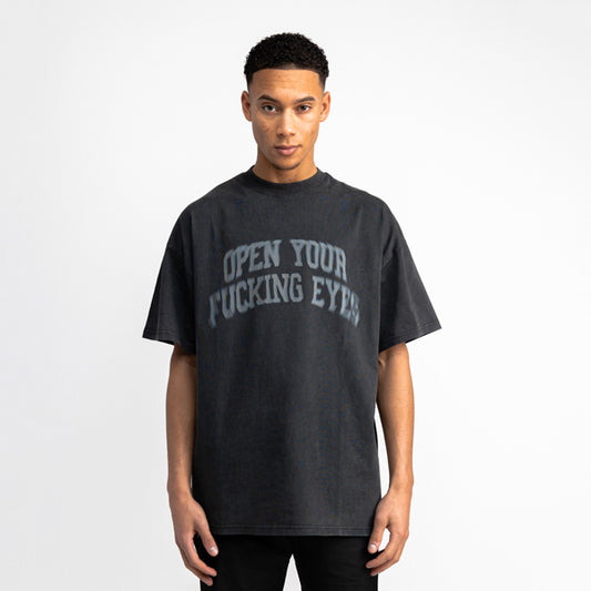 Blurry Open your fucking eyes tee vintage black