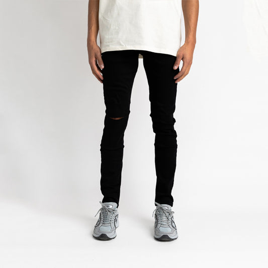 Essential Denim Black Destroyed Knee